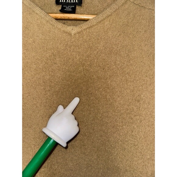 111 State 100% Cashmere Sweater Men’s Medium Tan V Neck Pullover - Picture 11 of 15
